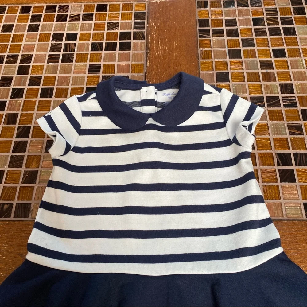 Ralph Lauren Pleated Striped Baby Girl Dress